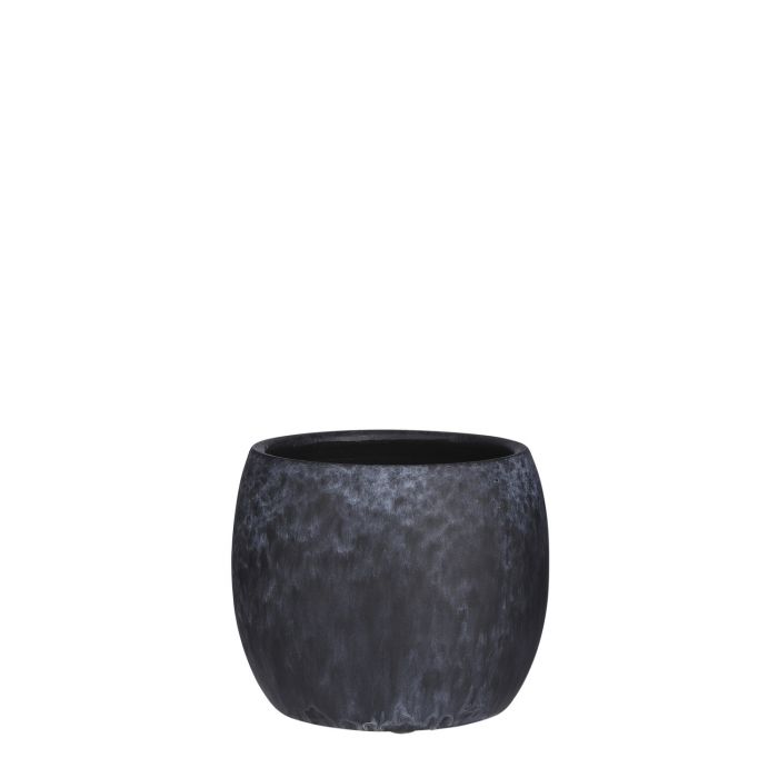 Lester pot round black stone - h14xd16cm
 image