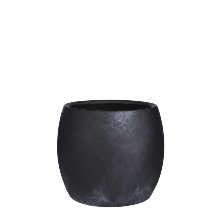 Lester pot round black stone - h18xd20cm
