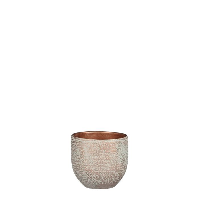 Carrie pot round copper metallic - h12xd14cm
