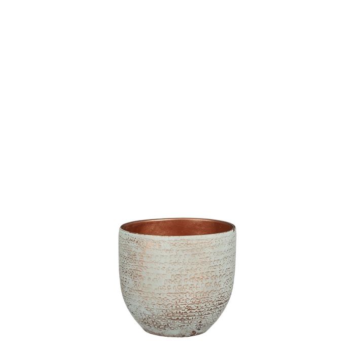 Carrie pot round copper metallic - h14xd16cm
