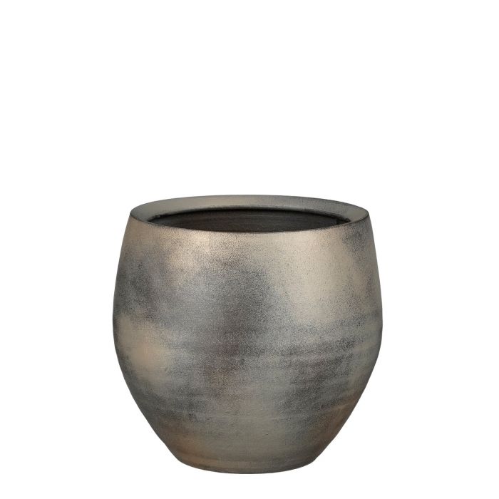 Esta pot round grey metallic - h20xd23cm
