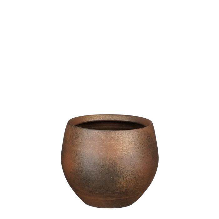 Esta pot round copper metallic - h15xd18cm
