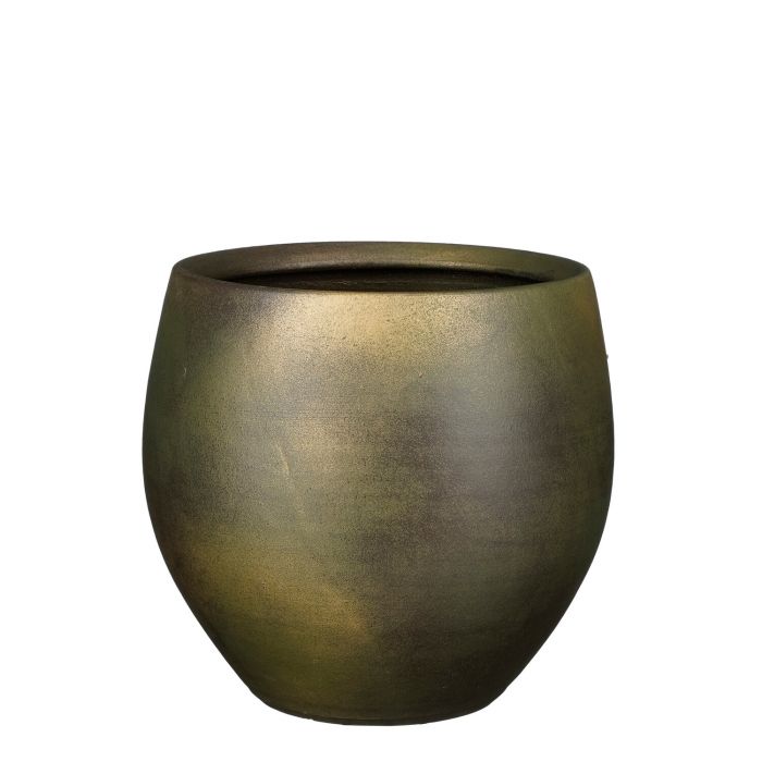 Esta pot round d. green metallic - h23xd26cm
