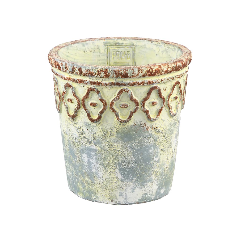 Blace Green mix cement pattern border pot roundL image