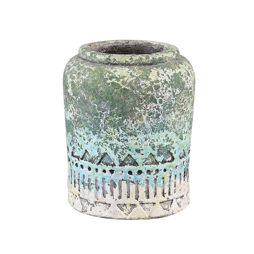 Dieter Turquoise cement deco farmer pot XXS