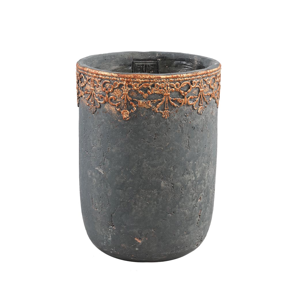 Mesa Black cement iron decoration top pot round M