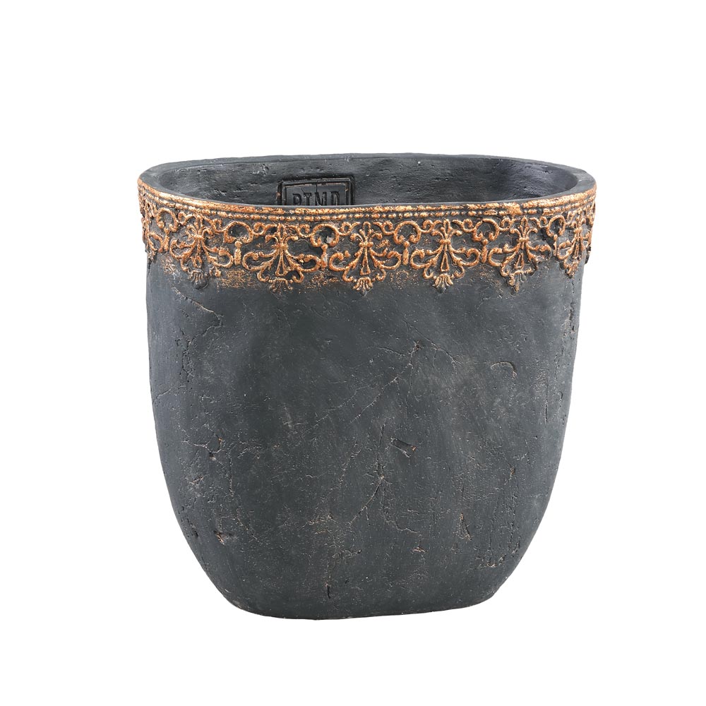 Mesa Black cement iron decoration top pot oval L