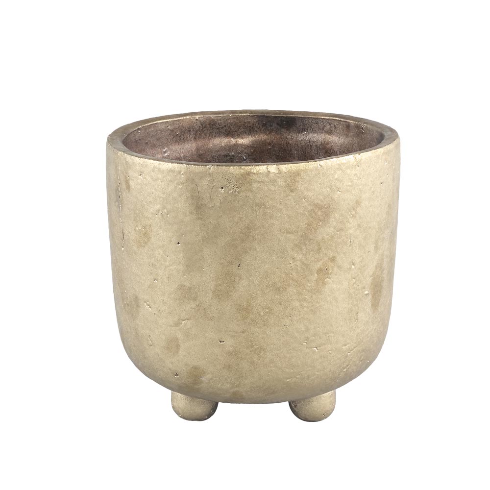 Alexi Gold smooth ceramic pot on feet round M