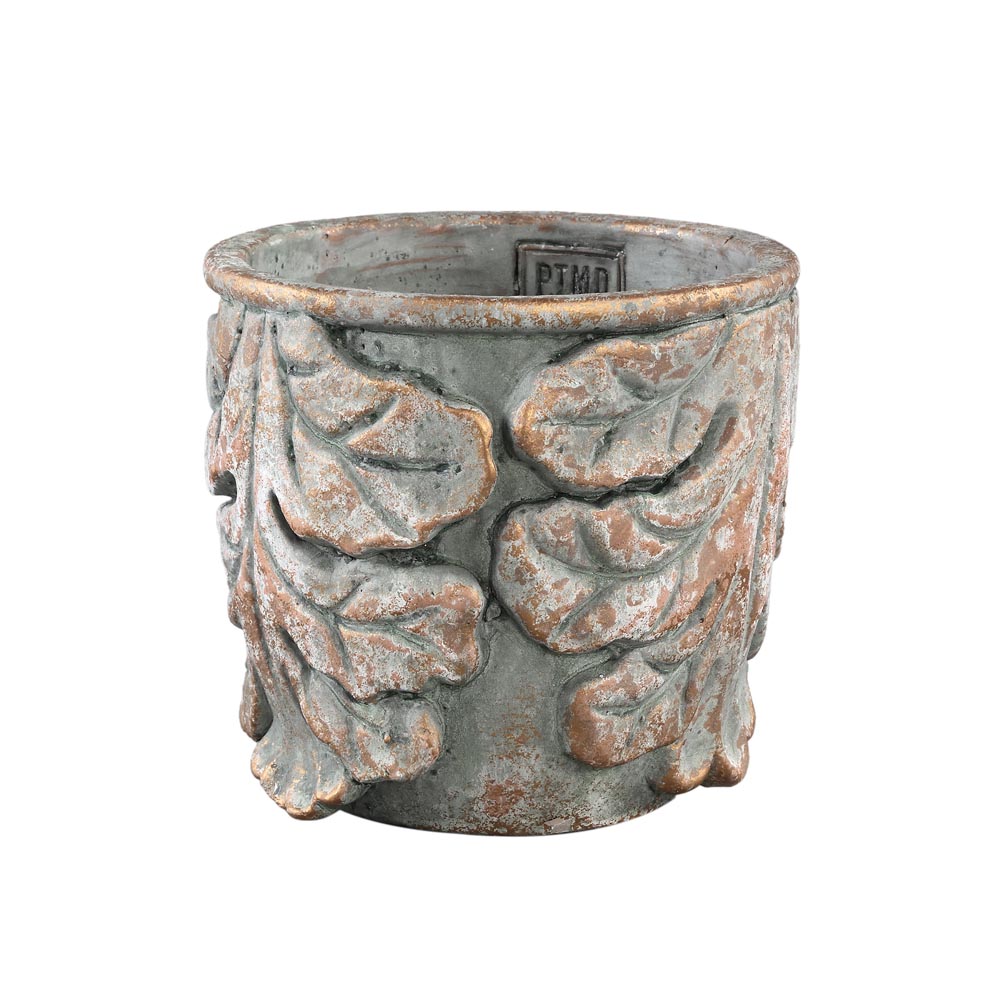 Weston Green cement pot rust leaf round L