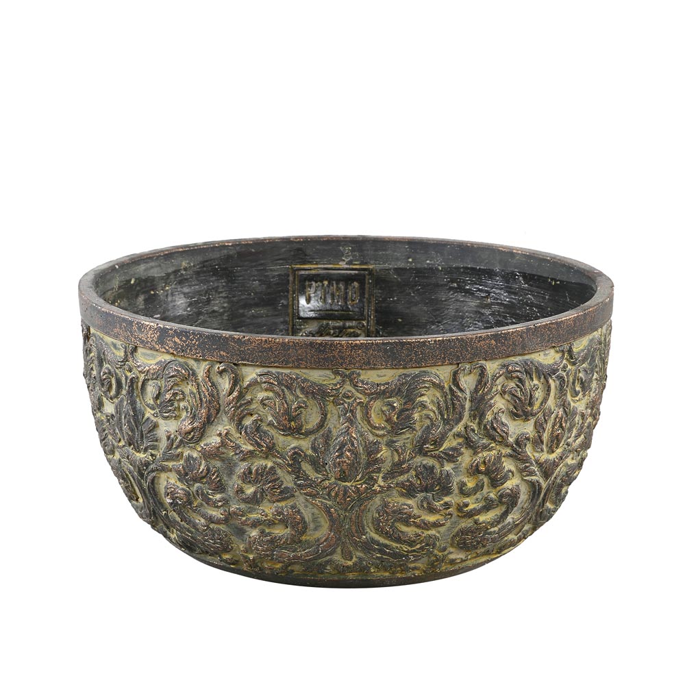 Nima Green cement pot antique round low L image