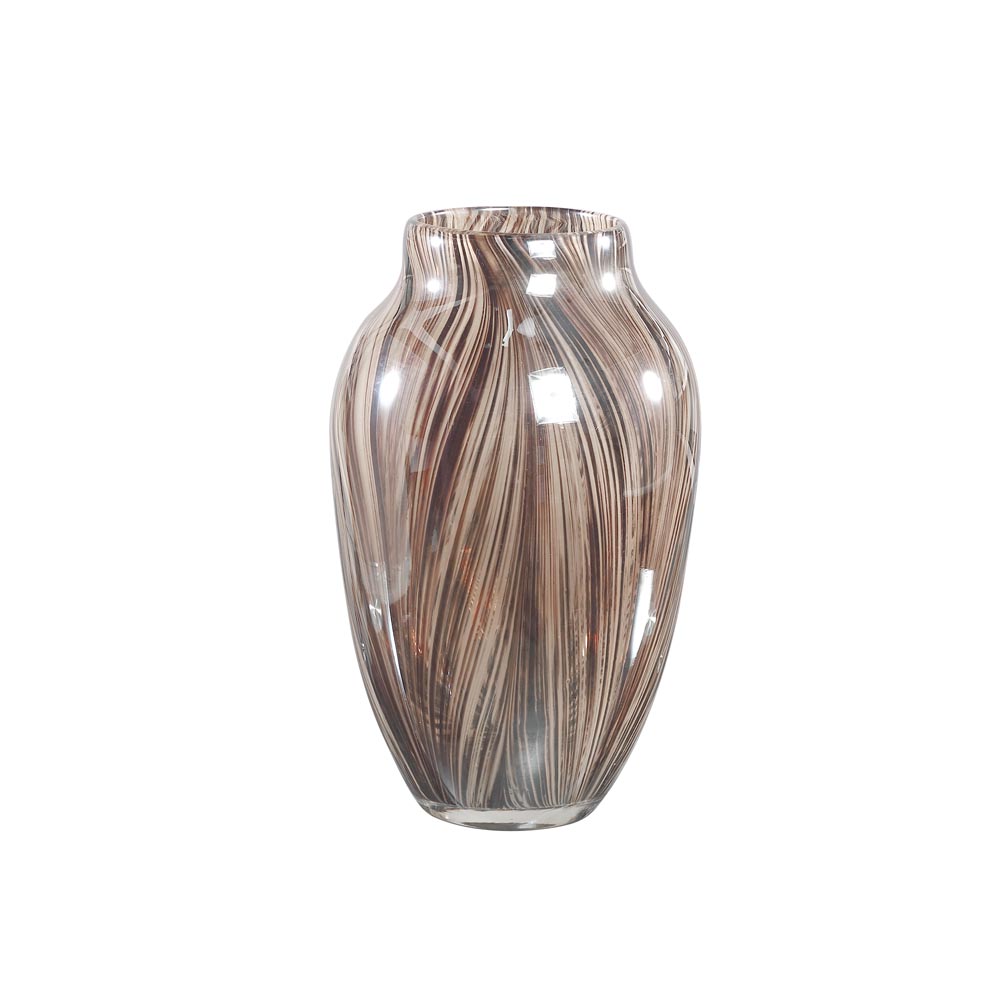 Dilano Brown glass vase tiger print small border S