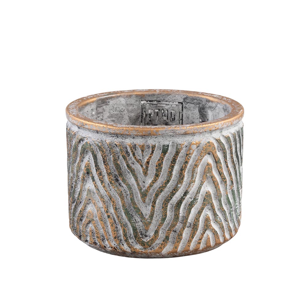 Olivia Grey white cement pot zebra print round M image