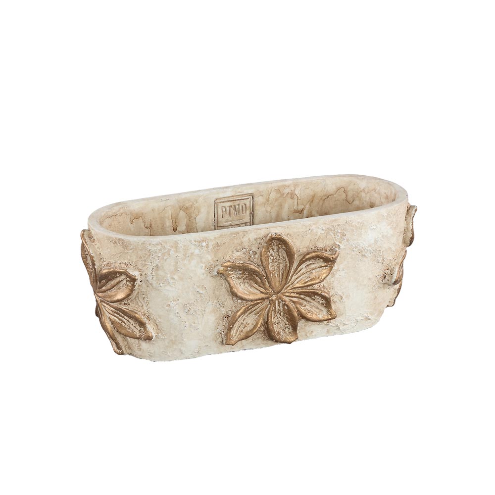 Nixxo Gold cement pot with flower oval L