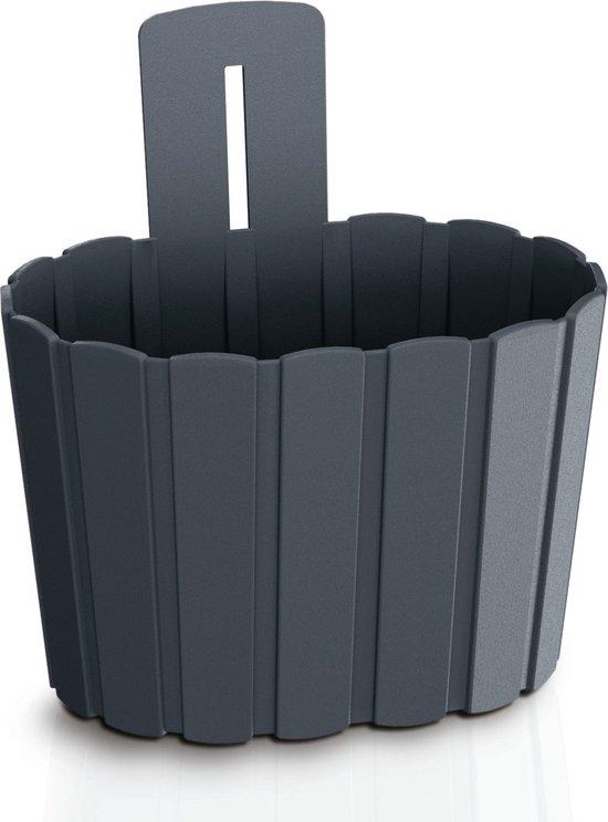 Oval Wall planter - 20 x 15 cm - kunststof - antraciet image